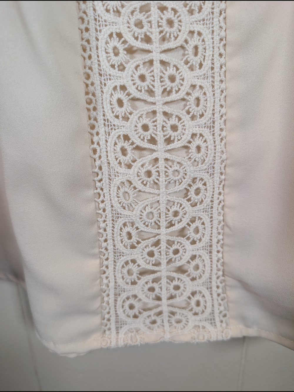 Adiva Ivory Lace Trim Boho Peasant Blouse Women’s Large Bell Sleeve Cream Top - Picture 6 of 13